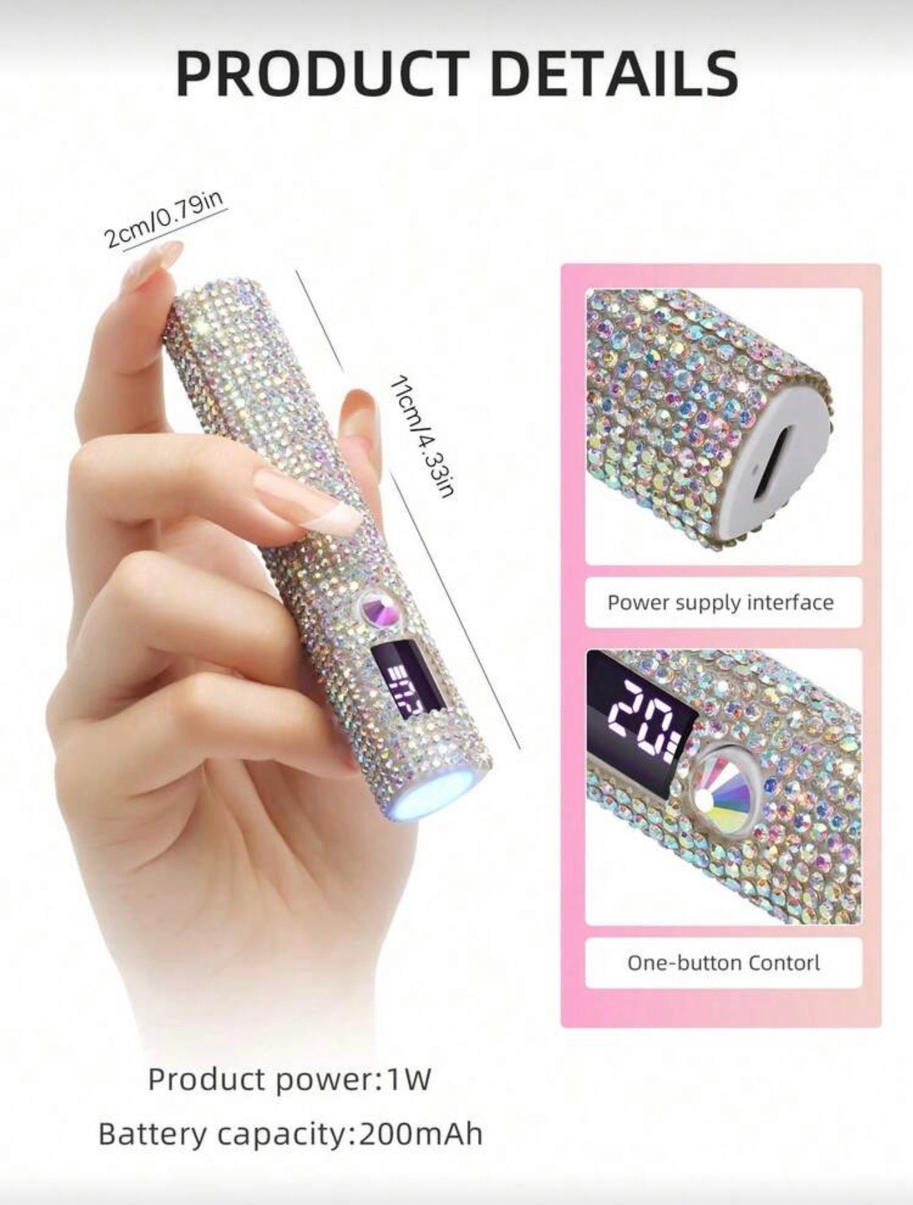 Crystal Luxe Handheld UV Nail Lamp