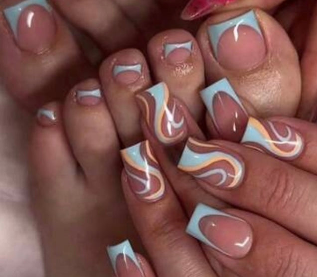 Soft Blue Swirl Hand & Toe Set (48pcs)