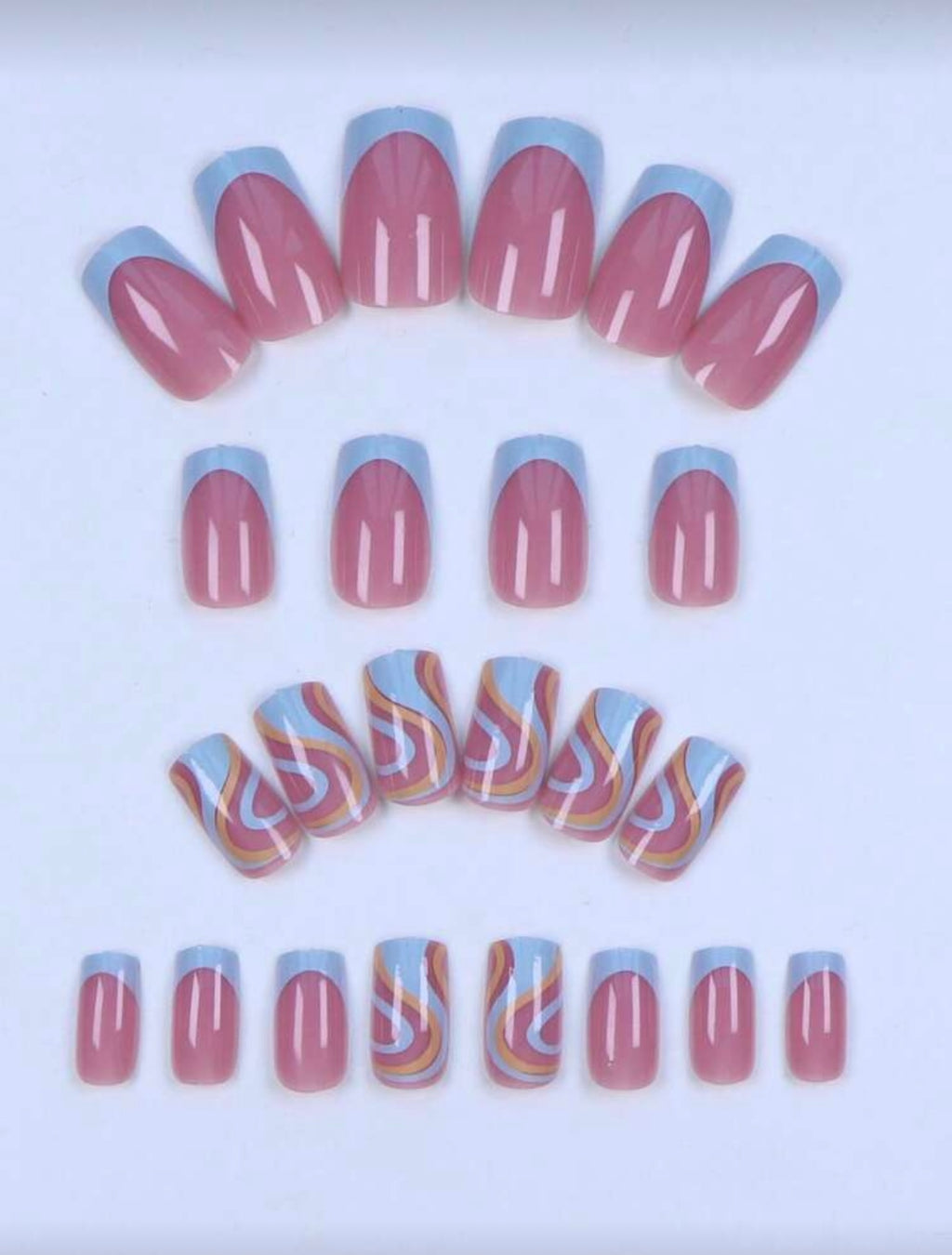 Soft Blue Swirl Hand & Toe Set (48pcs)