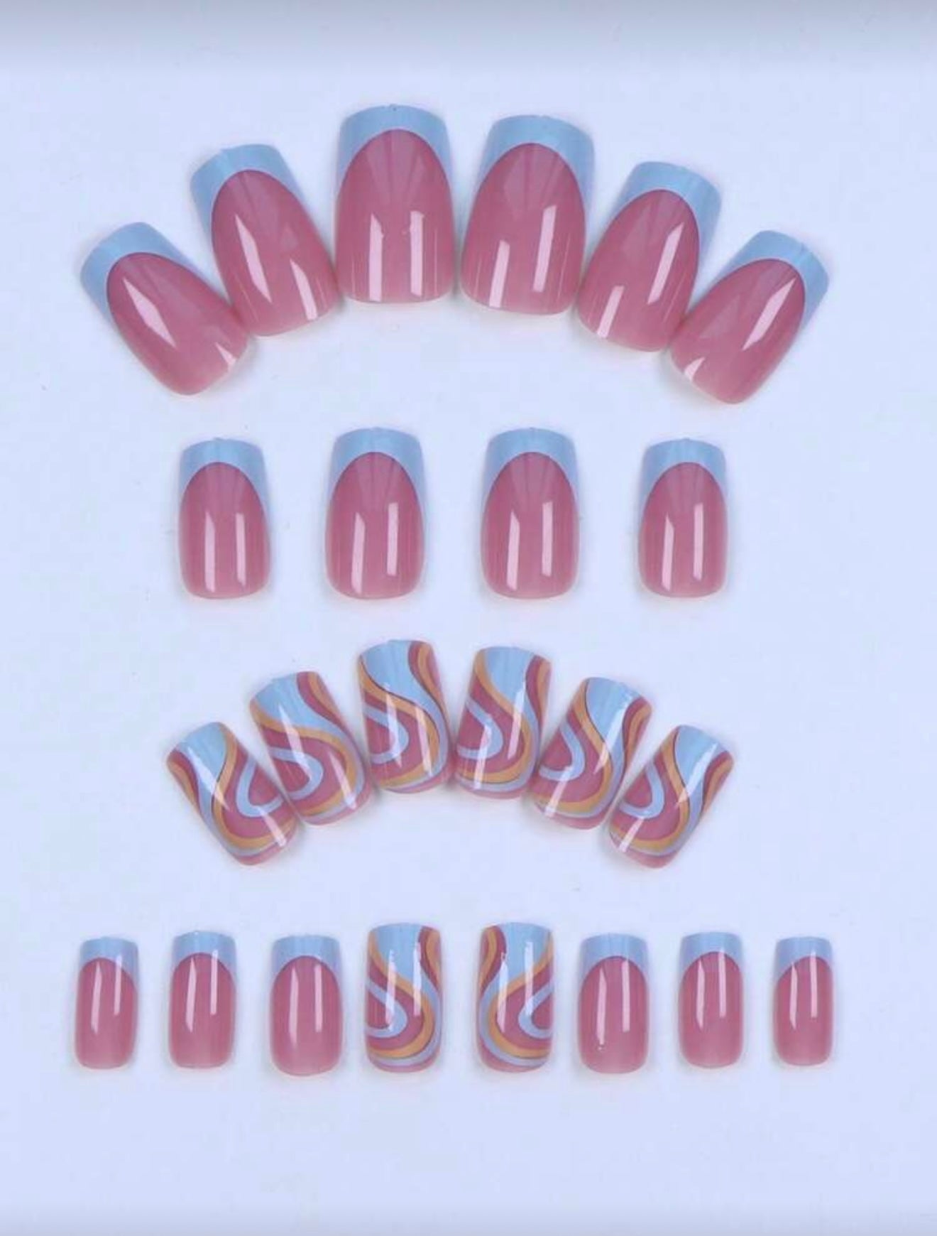 Soft Blue Swirl Hand & Toe Set (48pcs)